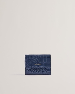 Portefeuilles Ted Baker Mini Croc Effect Fold Over Bleu Foncé Femme | XIR-83364919